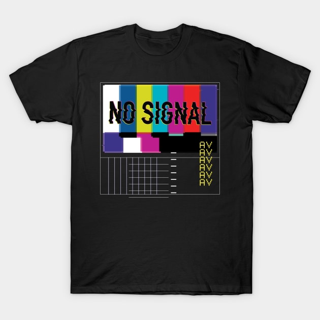 No Signal Retro TV Glitch T-Shirt by Noveldesigns